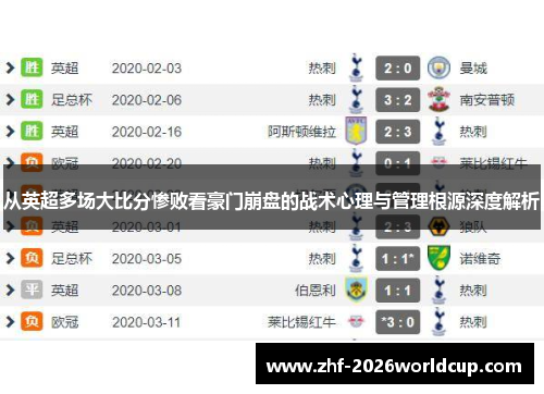 从英超多场大比分惨败看豪门崩盘的战术心理与管理根源深度解析